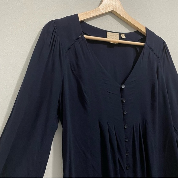 Anthropologie Vanessa Virginia Blouse Peasant Button Down High Low Womens 2 S XS - Picture 5 of 14
